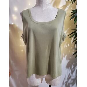 Exclusively Misook Knit Tank Top Womens Size XLP Sage Green Layer Office Career